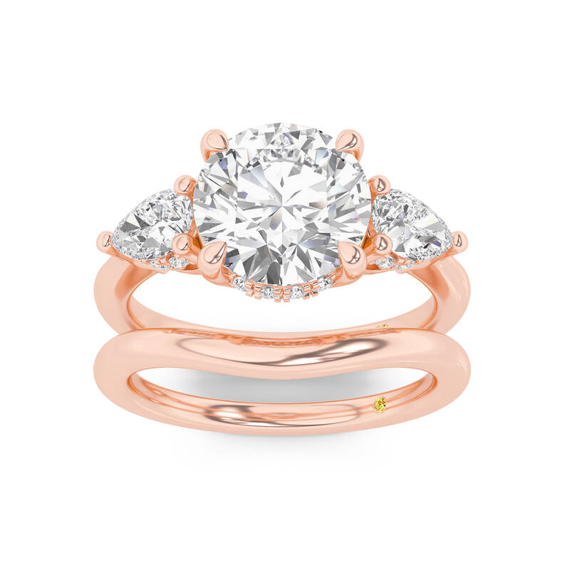 Celestia Lab Grown Round Diamond Engagement Ring with the Luna Wedding Band | 18K Rose Gold 1 3/8 ct. tw.