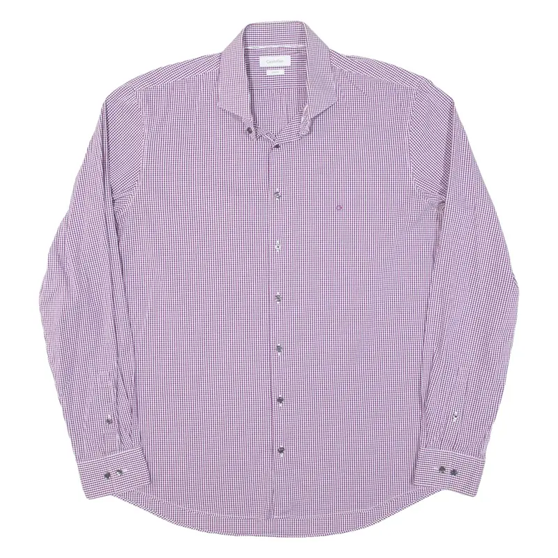 CALVIN KLEIN Slim Fit Mens Shirt Purple Check Long Sleeve L