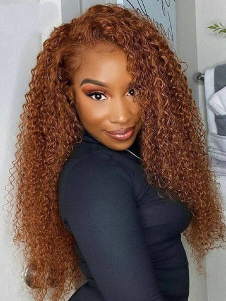 [BOGO FREE] 13x4 Lace Front Auburn Brown Hair Color Jerry Curly Lace Wigs With Baby Hair
