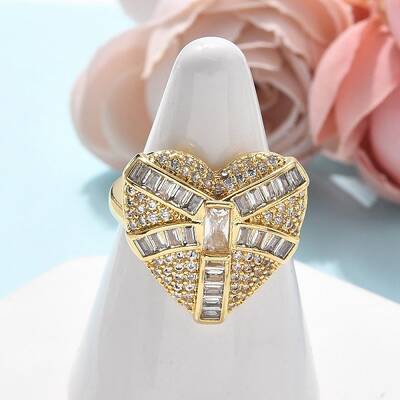 Brass Micro Pave Clear Cubic Zirconia Cuff Rings for Women