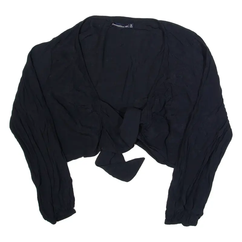 ABERCROMBIE & FITCH Shawl Womens Cropped Top Black Long Sleeve Viscose S