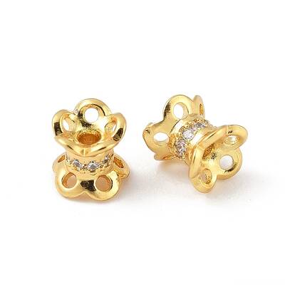 Brass Micro Pave Clear Cubic Zirconia Bead Caps