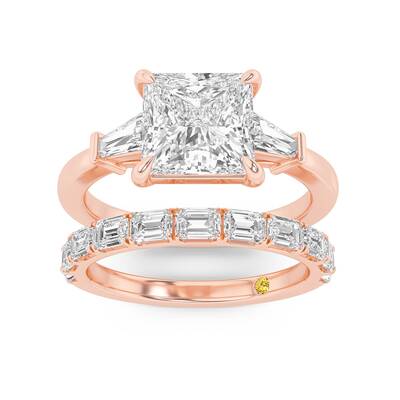 Valentina Lab Grown Princess Cut Diamond Engagement Ring with the Juliet Wedding Band | 10K Rose Gold 1 3/4 ct. tw.