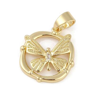 Brass Micro Pave Clear Cubic Zirconia Pendants