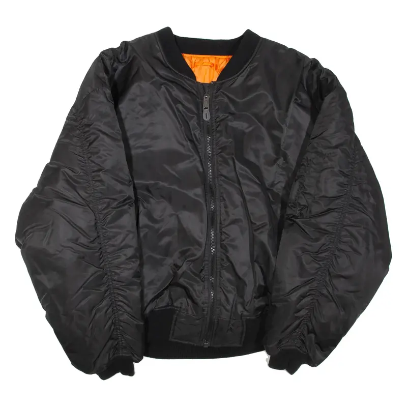 Mens Bomber Jacket Black Nylon 4XL