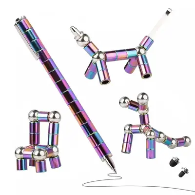 Colorful Cool Magnetic Pen Set, 1 Set Creative Portable Multi-function Decompression Ballpoint Pen Anxiety Device for Men, Ma...
