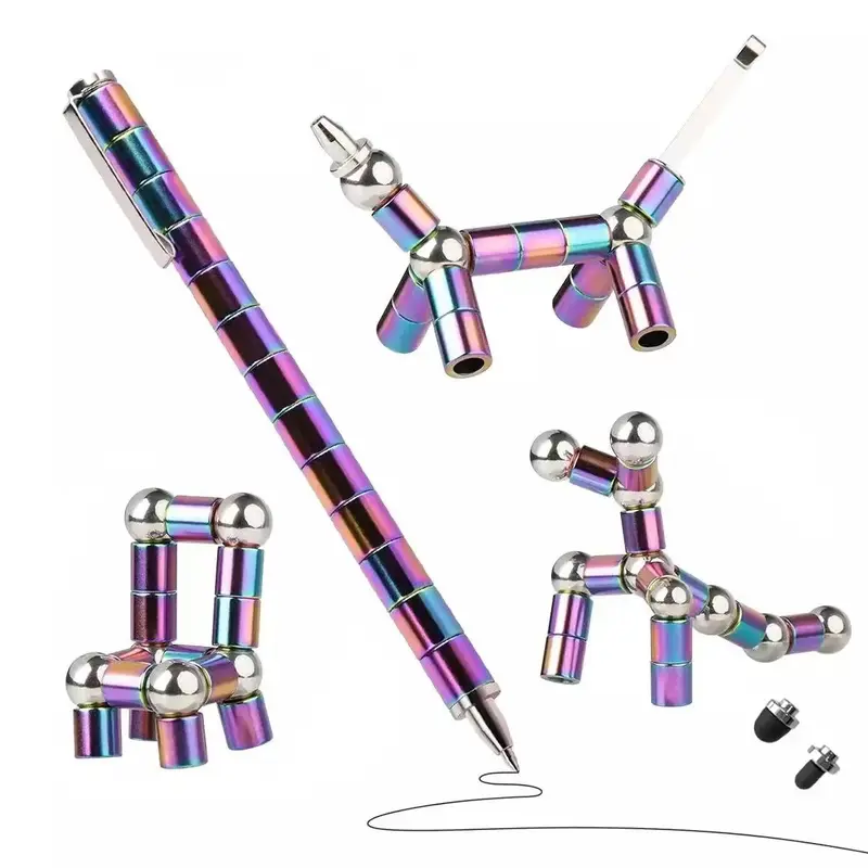 Colorful Cool Magnetic Pen Set, 1 Set Creative Portable Multi-function Decompression Ballpoint Pen Anxiety Device for Men, Ma...