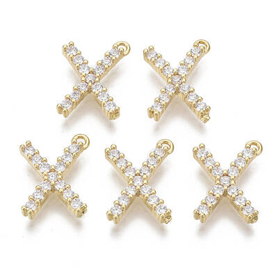 Brass Micro Pave Cubic Zirconia Charms