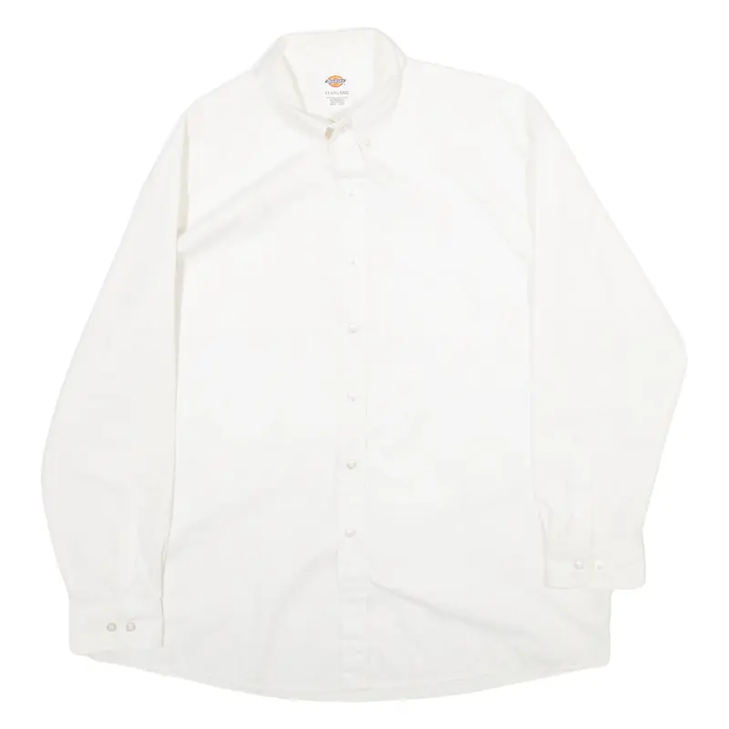 DICKIES Mens Plain Shirt White Long Sleeve 2XL