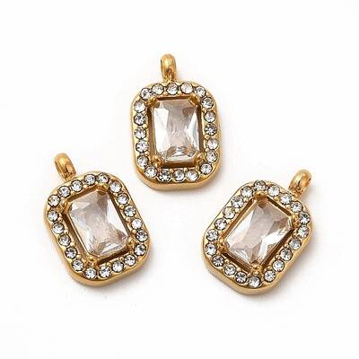 PVD Vacuum Plating 304 Stainless Steel Cubic Zirconia Pendants
