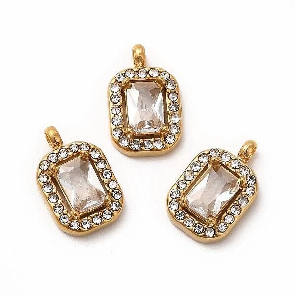 PVD Vacuum Plating 304 Stainless Steel Cubic Zirconia Pendants