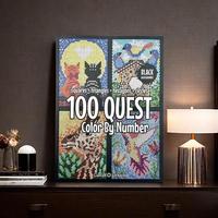 100 Quest Numbered Color by Number Adult Coloring Book - 1 Count Art Craft Paper with Colorful Designs for Coloring and Drawi...