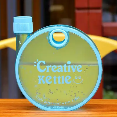 Creative Kettle Water Bottle Creative Round Bottle Drinkware For Outdoor Sport Flat Kettle Plastic Water Bottle Travel | Colo...