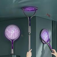USB Rechargeable Electric Mosquito Swatter, Retractable Mosquito Killer with Base & Extension Rod, Household Mosquito Killer ...