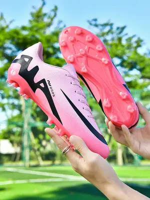 Men's Sporty Lace Up Soccer Shoes, Trending Outdoor Sneakers Shoes, Comfortable Breathable Football Shoes, Professional Footb...