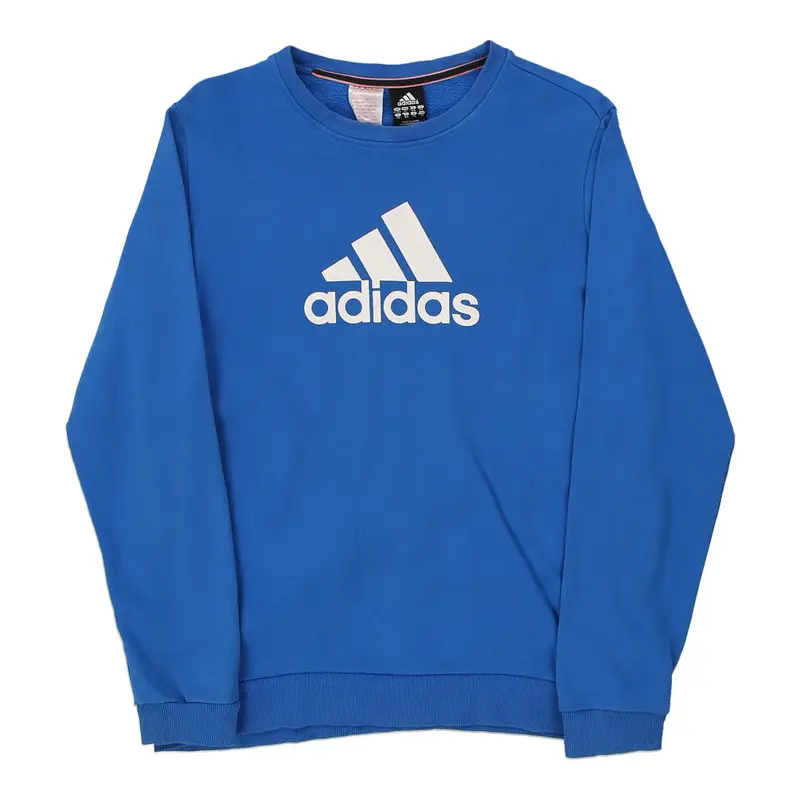 Age 15-16 Adidas Spellout Sweatshirt - Large Blue Cotton Blend