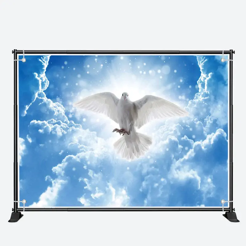 Blue Sky Clouds Flying White Dove memorial Backdrop - Aperturee
