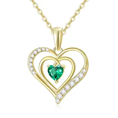9K Gold Cubic Zirconia Heart Pendant Necklace