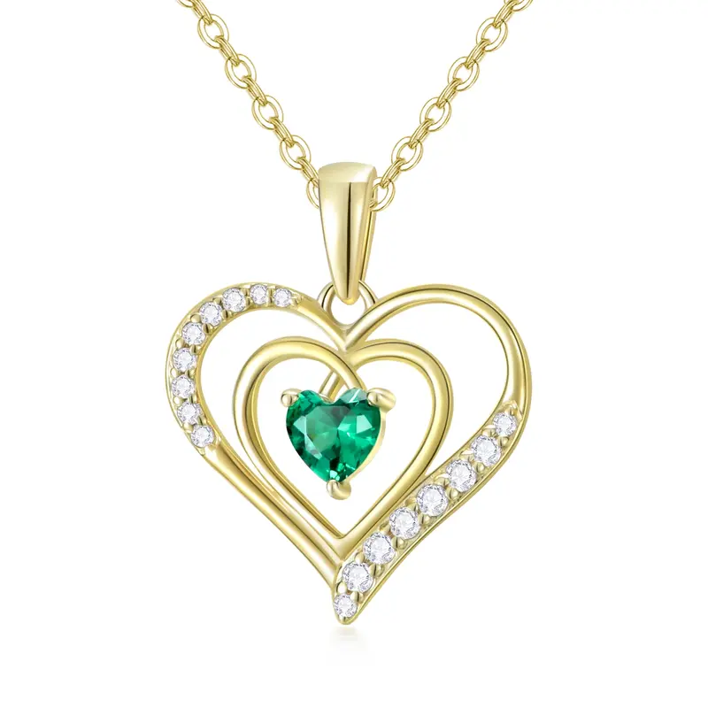 9K Gold Cubic Zirconia Heart Pendant Necklace