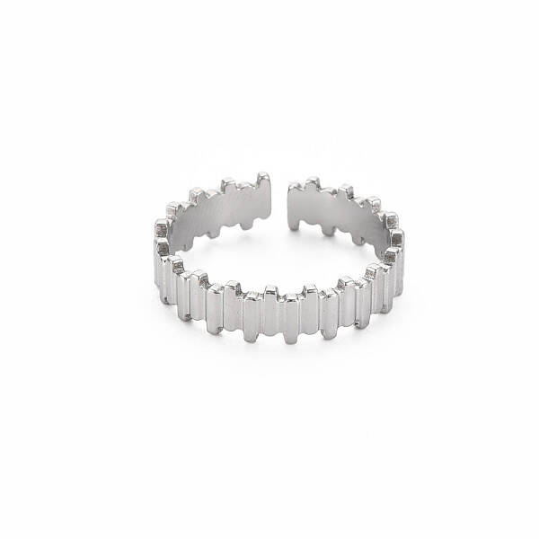 Non-Tarnish 304 Stainless Steel Stripe Open Cuff Ring for Women