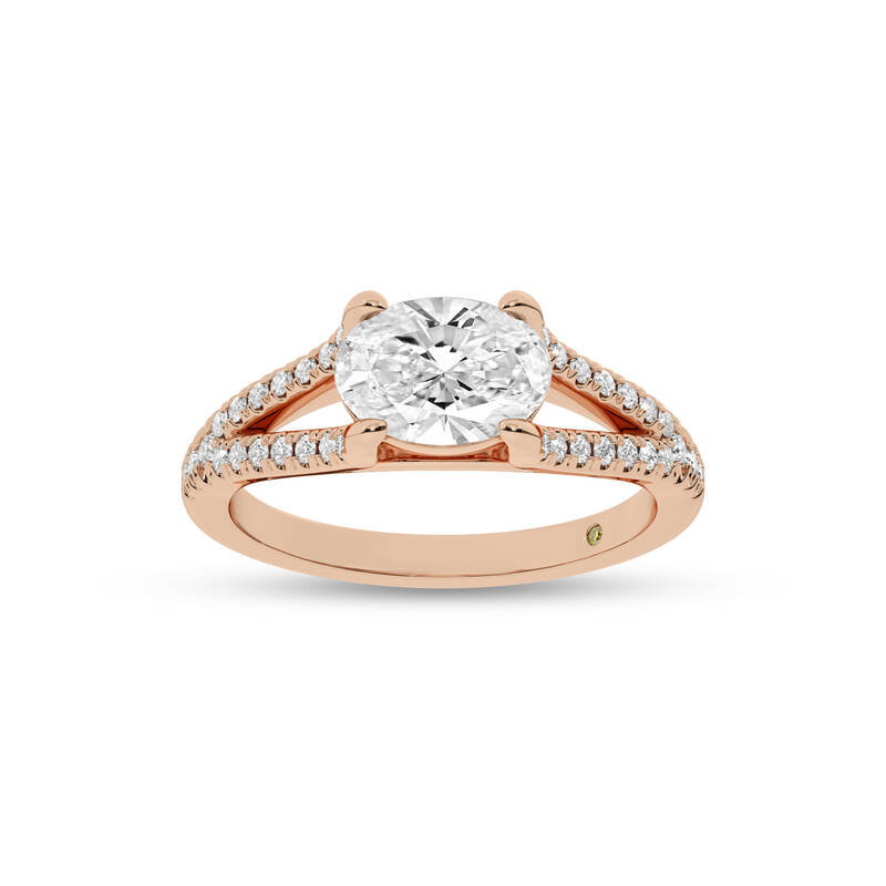 Delhi Split Shank Oval Lab Grown Diamond Engagement Ring | 14K Rose Gold 1 3/4 CT. TW.