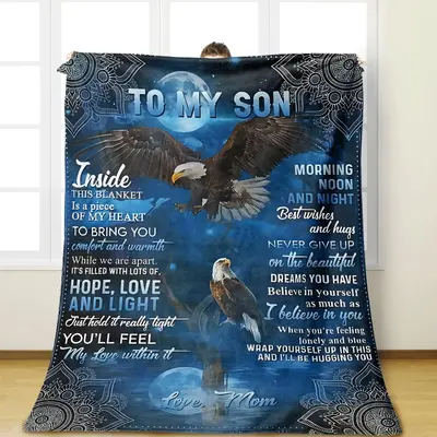 Letter & Heart Pattern Flannel Blanket, 1 Count Soft Comfortable Throw Blanket, Warming Cozy Bedding Blanket for Home Office ...