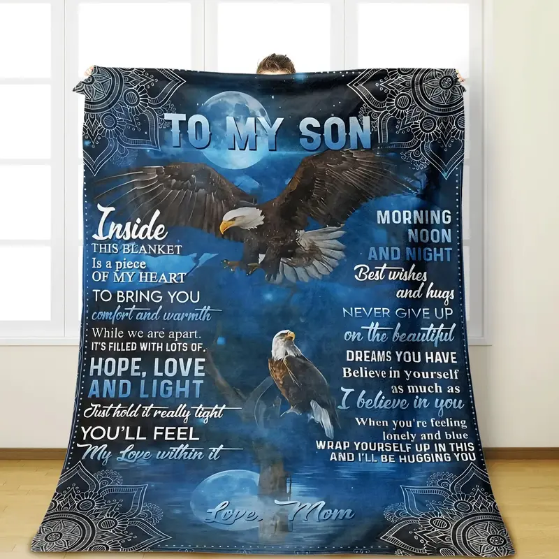 Letter & Heart Pattern Flannel Blanket, 1 Count Soft Comfortable Throw Blanket, Warming Cozy Bedding Blanket for Home Office ...