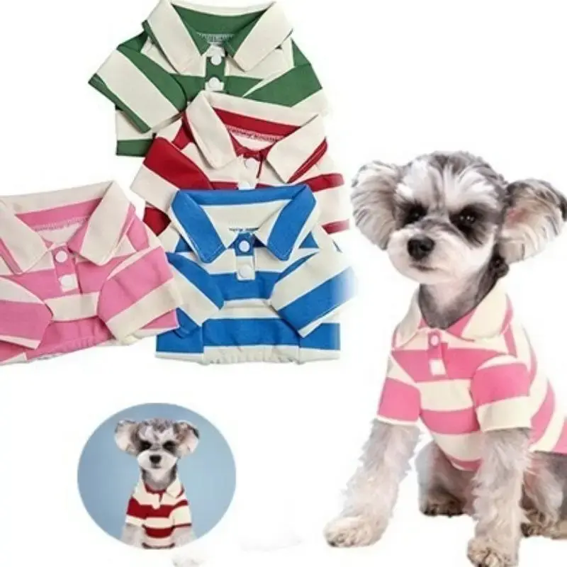 Striped Pattern Pet Polo Shirt, 1 Count Breathable Collared Pet T-shirt for Daily Wear, Pet Clothes for Small Medium Large Do...