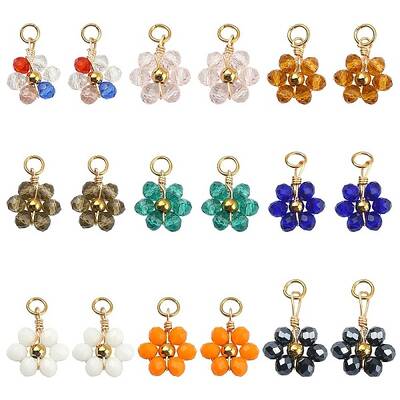 27Pcs 9 Colors Glass Pendants