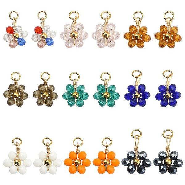 27Pcs 9 Colors Glass Pendants