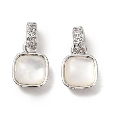 Brass Micro Pave Cubic Zirconia with Natural Shell Charms