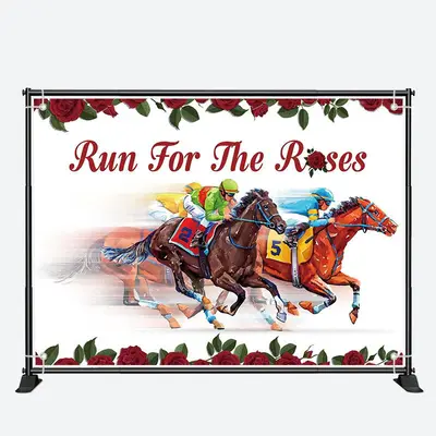 Run For Roses Horse White Kentucky Derby Backdrop - Aperturee