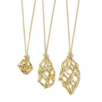 3Pcs 3 Styles 304 Stainless Steel Macrame Pouch Necklace Makings