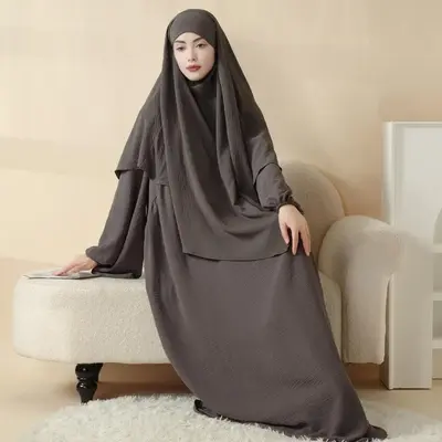 Abaya and Khimar Set, khimar s yari,Women's Solid Long Sleeve Abaya&hijab Set,Modest Fashionable Two-piece Outfits for Women...