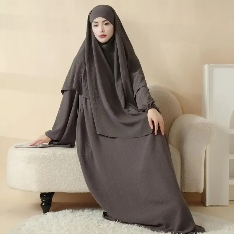 Abaya and Khimar Set, khimar s yari,Women's Solid Long  Sleeve Abaya&hijab Set,Modest Fashionable Two-piece Outfits for Women...