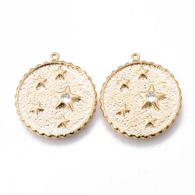 Brass Micro Pave Clear Cubic Zirconia Pendants