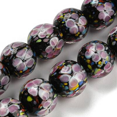 Handmade Inner Flower Lampwork Beads Strands