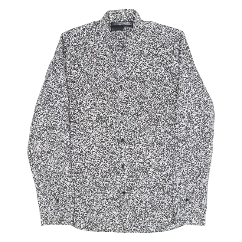 THE KOOPLES Fitted Mens Shirt Black Crazy Pattern Long Sleeve S