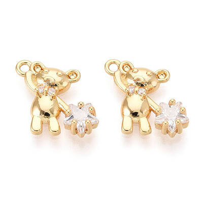 Brass Micro Pave Clear Cubic Zirconia Pendants