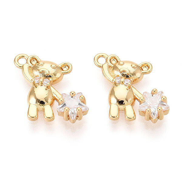 Brass Micro Pave Clear Cubic Zirconia Pendants