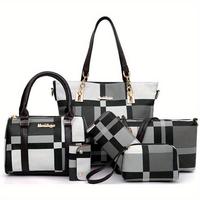 6 Pieces Women Handbag Tote Shoulder Bag Purse Satchel Top Handle Bag Crossbody Bag Wallet Jacket