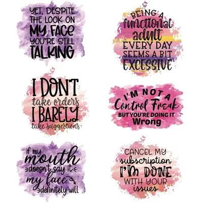 Letter Pattern Heat Transfer Stickers, 6pcs Washable Plastic Solvent-based Clothing Heat Transfer Sticker, Creative Slogan G...