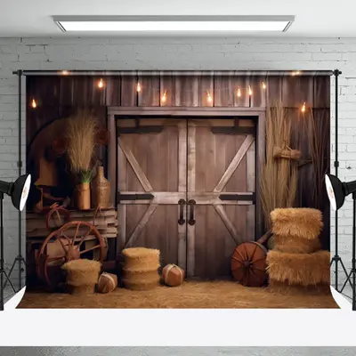 Cowboy Retro Wood Barn Door Backdrop For Photography - Aperturee