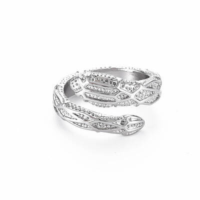 Snake Shape Rack Plating Alloy Cuff Rings