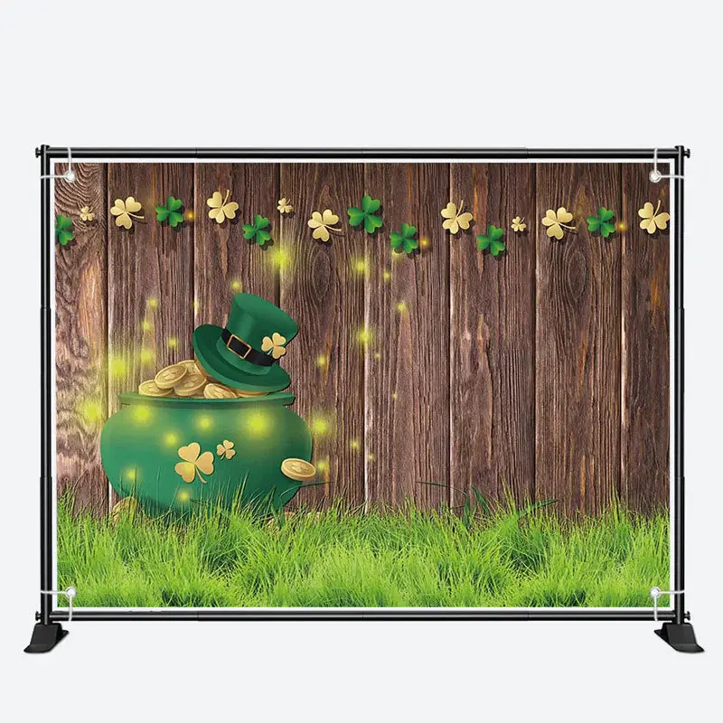 Brown Wood Wall Grass Coins St Patricks Day Backdrop - Aperturee