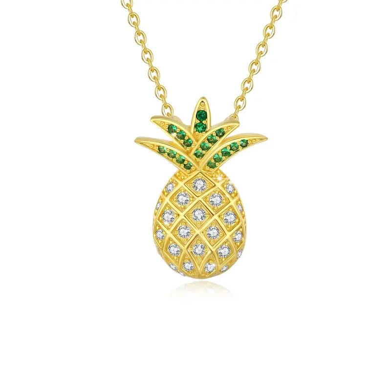 14K Gold Cubic Zirconia Pineapple Necklace for Women