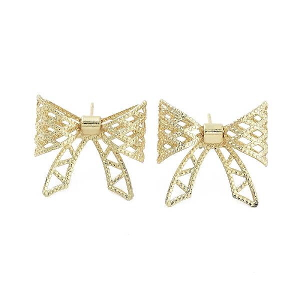 Hollow Bowknot Brass Stud Earrings