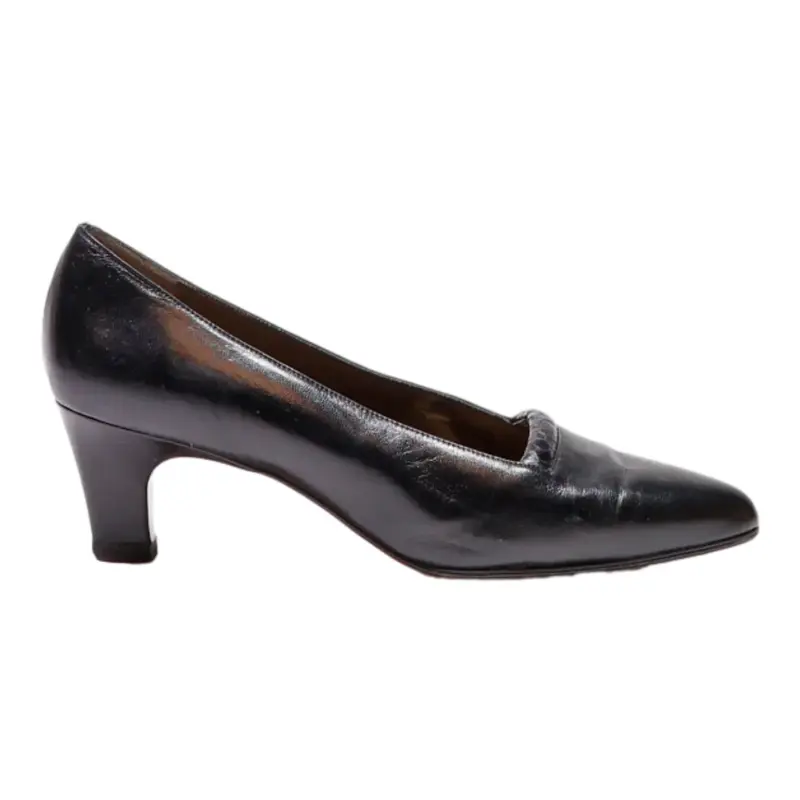 YVES SAINT LAURENT Pump Heels Black Leather Womens UK 4.5