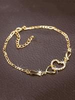 Fashion Rhinestone Decorated Heart Design Charm Bracelet, Fashion Jewelry for Party & Daily Decor, Trendy All-match & Exquisi...