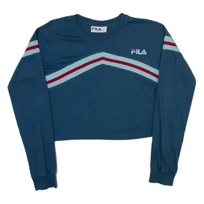 FILA Cropped Womens T-Shirt Blue Long Sleeve S
